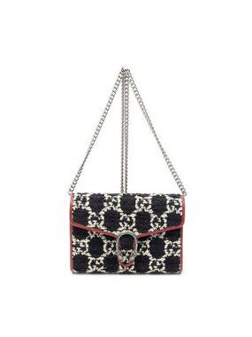 Gucci Dionysus Chain Wallet Black White Red Tweed Shoulder Bag